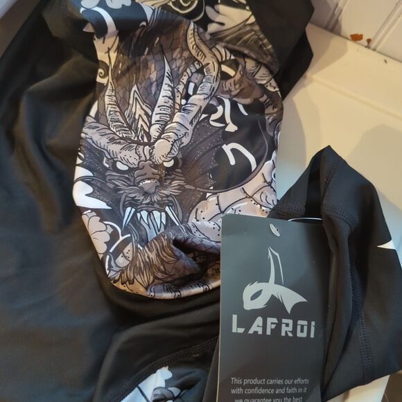 LAFROI Burst Maximum Performance Rash Guard Shirt Mens Small Black Dragon - Picture 6 of 8